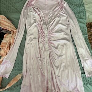 Free People Pink Long Sleeve Dress